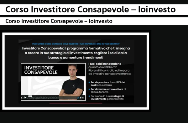 Investitore Consapevole – Ioinvesto - copertina corso